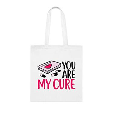 Imagem de Sacola You Are My Cure, presente divertido, bolsa de ombro, bolsas reutilizáveis, cesta de Natal de aniversário, ideia de presente, Branco