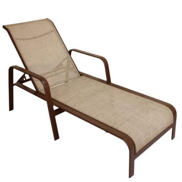 Imagem de Sarah Móveis - Chaise Espreguiçadeira para Piscina de Tela Sling Estrutura em Alumínio Encosto Reclinável com 5 Níveis de Inclinação