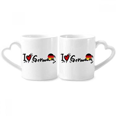 Imagem de I Love German World Flag Heart Couple Porcelain Mug Set Ceramic Lover Cup Heart Handle