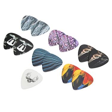 Imagem de Conjunto de palhetas de guitarra, palhetas de celuloide, padrão exclusivo, ótimo presente, calibre médio de 13 peças com estojo