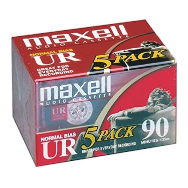 Imagem de Maxell Fita cassete UR 90 normal viés para gravação de áudio, baixo ruído, tempo de gravação de 90 minutos, pacote com 5