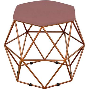 Imagem de Puff Decorativo Aramado Bronze Six L02 Suede Rosê - Lyam Decor