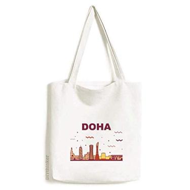 Imagem de Bolsa de lona Doha City Landmark Building Bolsa de compras casual
