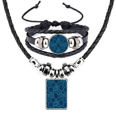 Imagem de Conjunto de joias de pulseira de couro com ilustração de células de microscópio azul