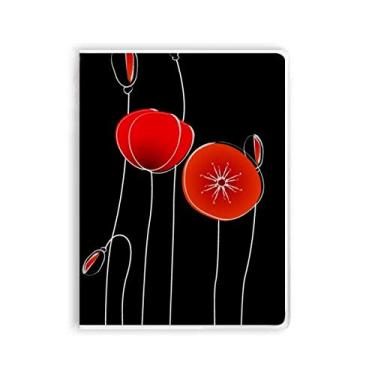 Imagem de Caderno abstrato de flores em círculo vermelho arte milho capa para diário capa macia