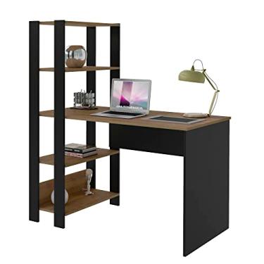 Imagem de Escrivaninha com Estante Lateral MATCH cor Preto/Pinho - Artely