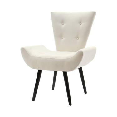 Imagem de Poltrona Decorativa Emilia Pé Palito Em Suede - Bege - Cor: Bege