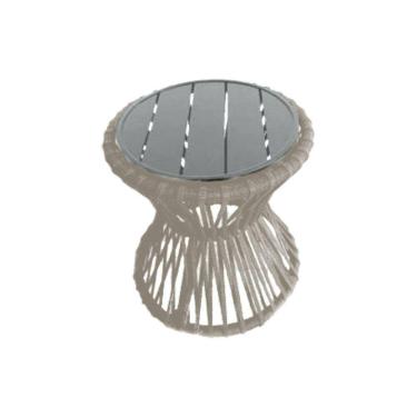 Imagem de Mesa De Centro Sol Em Corda Náutica E Base Em Alumínio Cinza 70cm Areia - Cor: Bege