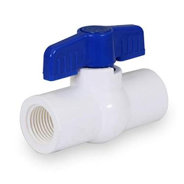 Imagem de Midline Valve Válvula esférica de PVC azul com alça em T para água potável 3,17 cm (1-1/4") FIP Plástico branco (487U114)