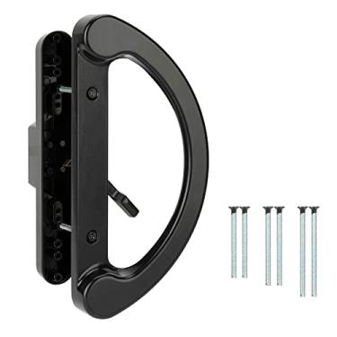 Imagem de SANKINS Conjunto de puxador de porta de pátio deslizante, conjunto de maçanetas de portão preto fundido sem chave para porta de vidro estilo trava de encaixe, alça de substituição para porta de vidro