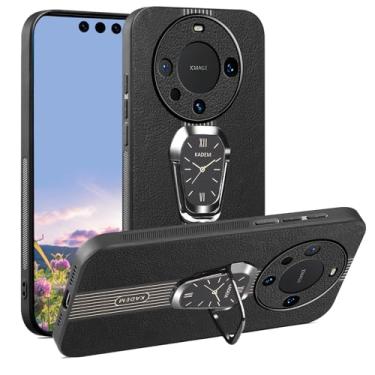 Imagem de Kainevy Capa de celular para Huawei Mate 60 Pro Plus capa de couro silicone preta fina à prova de choque capa protetora Huawei Mate 60 Pro Plus com suporte magnético de luxo elegante (preto)