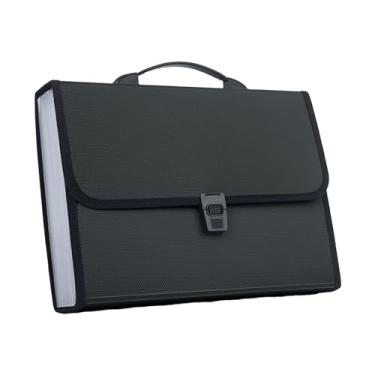 Imagem de menolana Pasta de arquivo expansível a4, carteira, envelope, bolso com alça de transporte, pasta de papelada, organizador de recibos de documentos para casa, preto