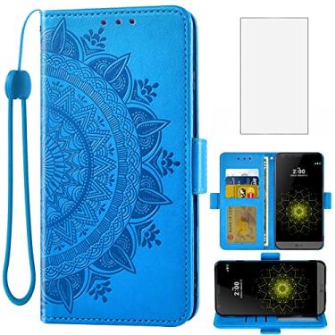 Imagem de Asuwish Compatível com LG G5 Capa carteira de vidro temperado protetor de tela porta-cartão de crédito flip bolsa acessórios alça de pulso suporte fólio capa de celular para LGG5 SE LG5 G 5 5G