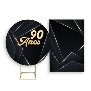 Imagem de Painel De Festa Redondo 1,50x1,50 + Painel Vertical 1,50x2,20 - Preto 