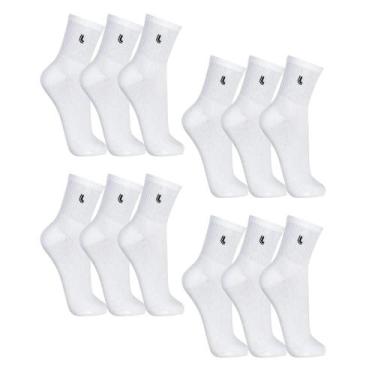 Imagem de Kit 12 Pares Meia Lupo Cano Médio Masculina Atacado Original, Branco, 
