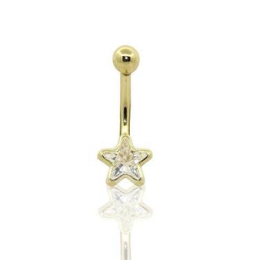 Imagem de Piercing de ouro 18k de umbigo com estrela - Elegancy Joias