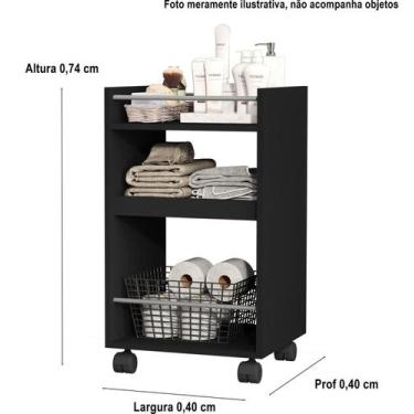 Imagem de Armário Multiuso Organizador Banheiro Sala Decore com Rodizio Amora co