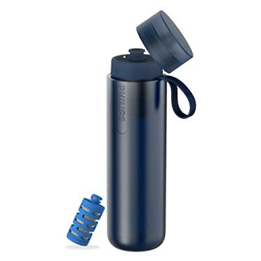 Imagem de PHILIPS Garrafa de água Water GoZero Active livre de BPA com filtro de água da torneira fitness, garrafa de água esportiva, leve, 947 g com filtro de fitness, azul