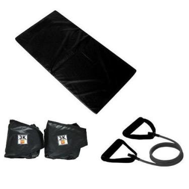 Imagem de Kit Colchonete Preto + Extensor Powertube + Caneleira 3kg - 1 Fit