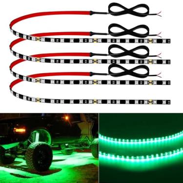Imagem de Fita de LED para carro 61 cm conectável verde 12 V fita de luz LED para carros, carrinho de golfe, barco, motocicleta marítima, faixa impermeável, pacote com 4
