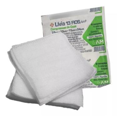Imagem de Compressa De Gaze Para Feridas 7,5cm x 7,5cm 13 Fios 01 Pacote C/10 Un