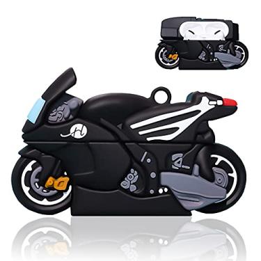 Imagem de Yatchen Capa exclusiva para AirPods Pro, bonito desenho 3D desenho 3D Motociclo AirPods Pro, capa Kawaii, protetor de silicone macio com chaveiro, capa de carregamento à prova de choque para AirPods