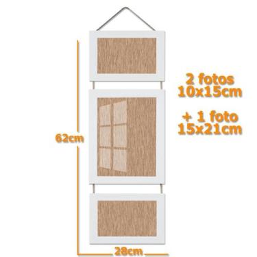 Imagem de Porta Retrato Triplo Vintage para fotos Quadro Painel Multifotos com M