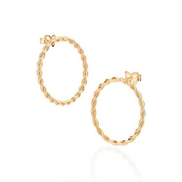 Imagem de Brincos rommanel banhado ouro 18k feminino redondo grande maxi círculo