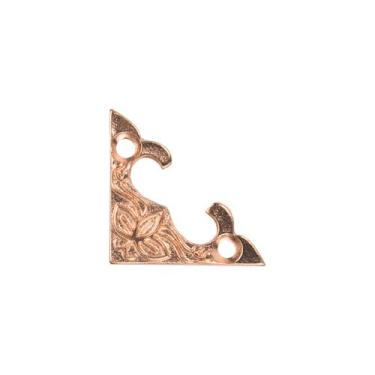 Imagem de Cantoneira Flor de Lotus Média Metal 4 Peças Decoração Caixa Mdf - Met