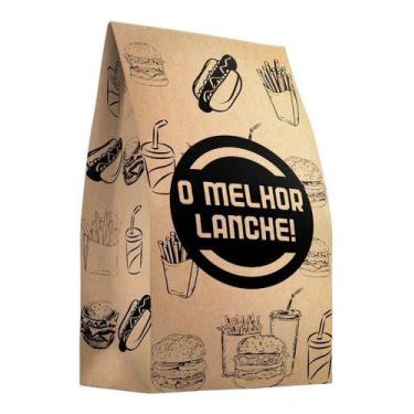 Imagem de Sacos Kraft SOS Timbrado M 7,5Kg (18x10x36cm.) P/ Delivery Hamburguer 