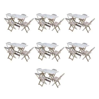 Imagem de Kit 7 Jogos de Mesa Dobravel com 4 Cadeiras de Madeira 120x70 para Res