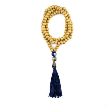 Imagem de Colar Japamala Olho Grego Azul 108 Contas Madeira - Lua Mística - 100%