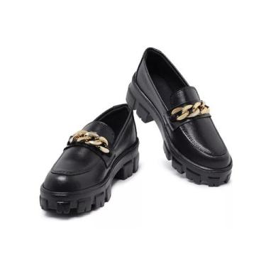 Imagem de Mocassim Feminino Oxford Corrente Confortável Casual  - Tk Moda, Preto