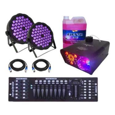Imagem de kit maquina 750W 110/220 + 4 parleds 54T triled sany + mesa dmx, 220