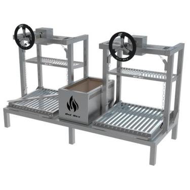 Imagem de Churrasqueira Parrilla de Alvenaria 118X45 Grelha Argentina Com Elevaç