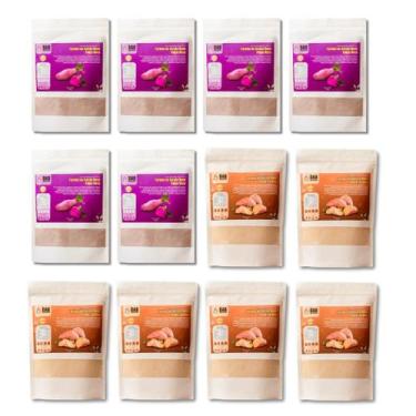 Imagem de Kit 12 Un Farinha Batata Doce Polpa Laranja e Roxa Pó 5.4kg - DAB Supl