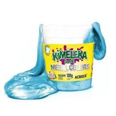 Imagem de Slime Azul Metal Colors 180g Kimeleka Acrilex