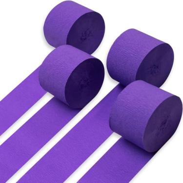 Imagem de PartyWoo Flâmulas de Papel Crepom 4 Rolos de 328 Pés, Pacote de Papel Crepom Roxo Escuro para Decorações de Festas, Decorações de Casamento, Decorações de Aniversário, Decorações de Chá de Bebê(1,8" X