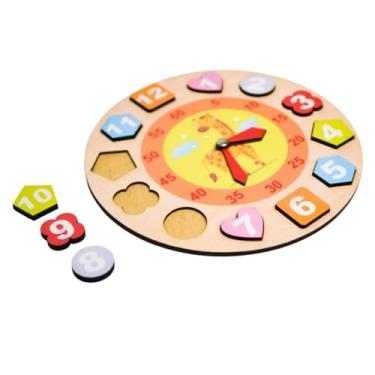 Imagem de Relógio Pedagógico Infantil de Encaixe em Madeira Brinquedo Educativo