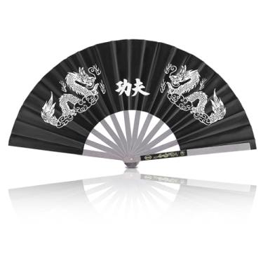 Imagem de Ventilador de Kung Fu Tai Chi, Ventilador de mão dobrável, Ventilador de Kung Fu Chinês, Aço Inoxidável, Artes Marciais, Dança, Fã Dobrável para Homens e Mulheres Performance, Dança, Festival,