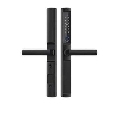 Imagem de Dupla face à prova d'água ip66, à prova de poeira, wi-fi, impressão digital, fechadura inteligente, código de cartão rfid, aplicativo ttlock, fechadura de porta de alumínio(Black3585-Long,Tuya Version