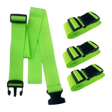 Imagem de BaotyJie 4x correias de bagagem cintos de viagem conector para saco de bagagem mantém mala juntos cintas de fixação de ligação cintos de embalagem de mala, Verde