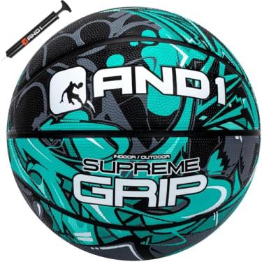 Imagem de AND1 Bola de basquete Supreme Grip: Regulamento oficial tamanho 7 (75 cm) Basquete de borracha - Construção de canal profundo, feito para jogos de basquete internos e externos