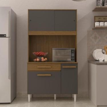 Imagem de Armário de Cozinha Compacta 4 Portas Pés Plásticos e 1 Gaveta Cosina -