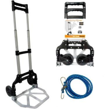Imagem de Carrinho de Alumínio Dobrável 80Kg com Alça Telescópica 1m e Rodas Emborrachadas - Carga, Viagem e Compras