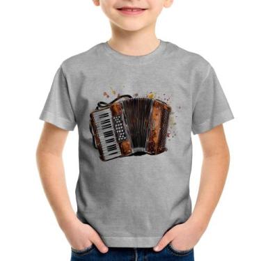 Imagem de Camiseta Infantil Acordeon Sanfona - Foca na Moda, Cinza, 12