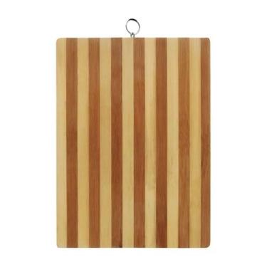 Imagem de Tábua de corte bambu 29x19 carne c/ alça cozinha madeira - Tuut