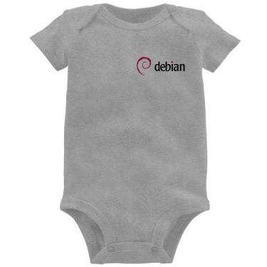Imagem de Body Bebê Debian Linux - Foca na Moda, Cinza, GG