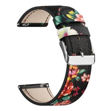 Imagem de Meliya Pulseira de couro para smartwatch Coros Pace 3/Pace Pro/Apex 2 Pro/Apex Pro/Apex de 46 mm, pulseira de substituição de couro macio de 22 mm para relógio Coros Pace 3 (flor vermelha)