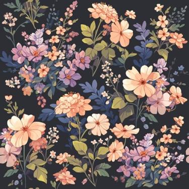 Imagem de VEELIKE Papel de parede floral escuro vintage de flores silvestres 48 x 900 cm, papel de contato floral autoadesivo para armários, decoração de parede, papel de parede removível para quarto, banheiro